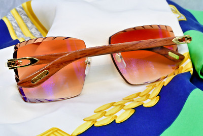 Cartier rimless tulip wood C decor gold brand new with box Ct0440S
