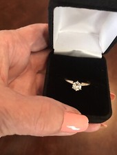 14K Yellow Gold Diamond Solitaire Engagement Ring .65 Carats Size 5 1/2