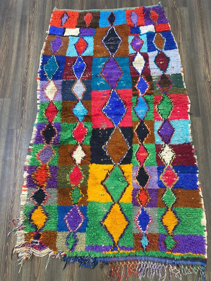 3x6 ft,Moroccan Vintage Runner Rug,Tribal Berber Area Rug,Colorful Cherouite Rug - Image 3 of 4