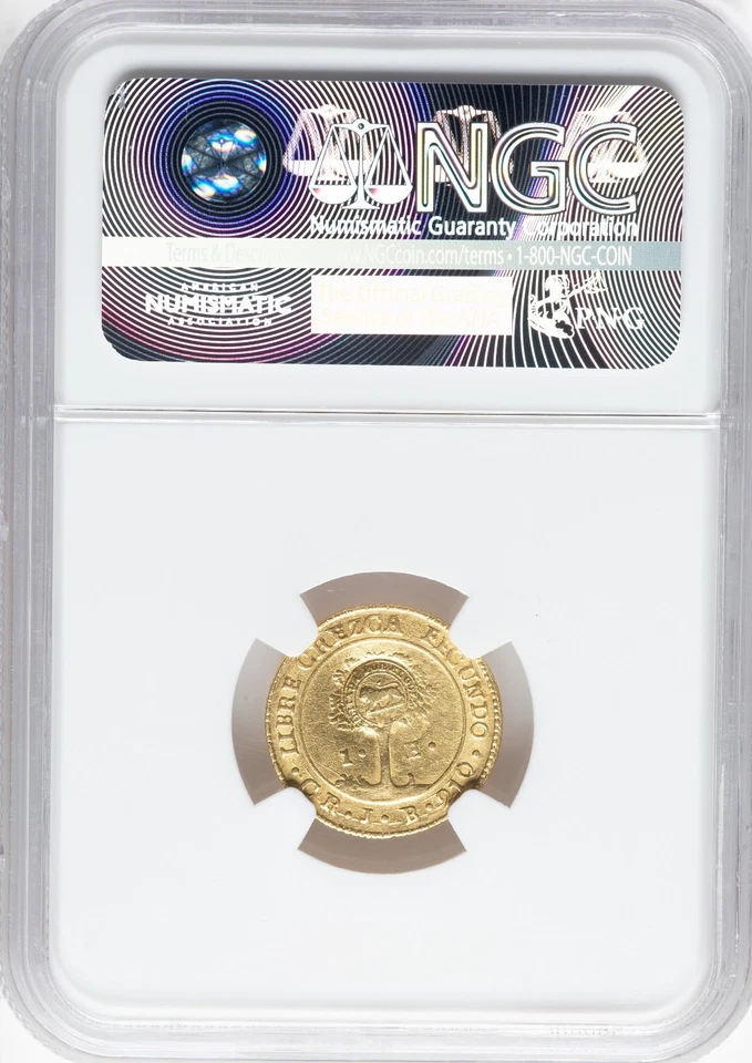 Costa Rica: Republic Gold Counterstamped Escudo ND (1849-1857) CR-E NGC AU-50! - Image 4 of 4