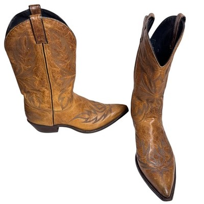 Code West Vintage Distressed Brown Leather Western Boots US 10.5M Cowboy Style