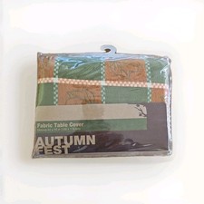 Autumn Fest Fabric Table Cloth Oblong 52" x 70" Fall Holiday Thanksgiving Leaves