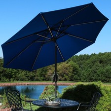 9 ft Solar Sunbrella Patio Umbrella with Tilt - Pacific Blue by Sunnydaze