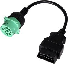 16 Pin Male to 9 Pin Female OBD2 OBDII to J1939 Green Type 2 Adapter Cable for