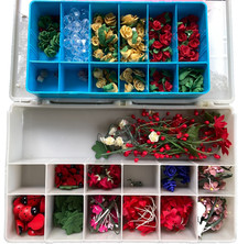 Arts Crafts Lot Bread Dough Roses Floral Wire Flowers 3D Wood Ladybugs Leaf Smal