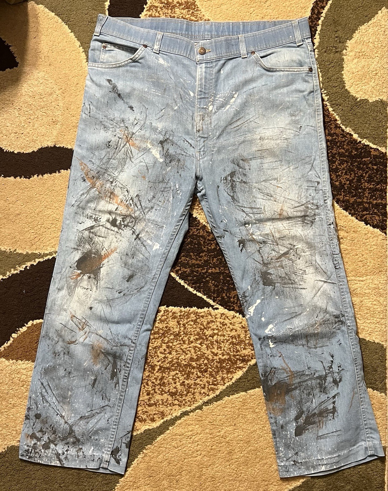 Vinntage Levi's 505 Denim Jeans with Paint Splatter Men’s Size 42x30 USA Made thumbnail 2