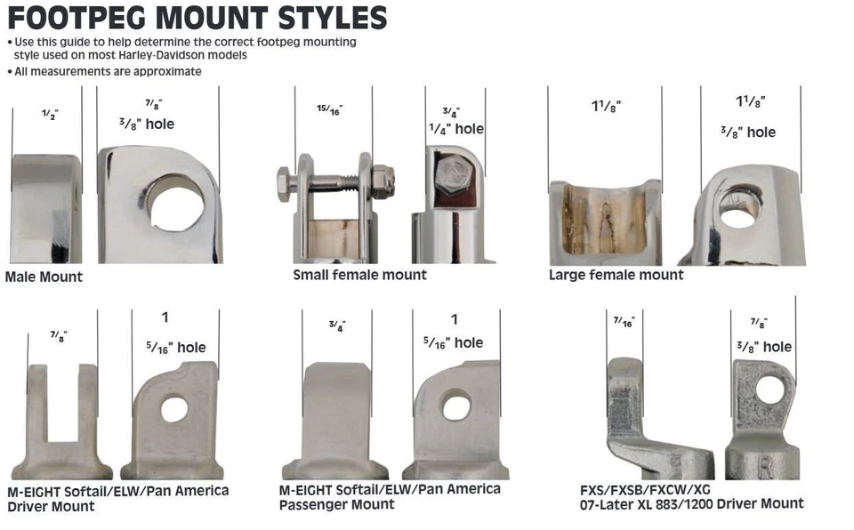 Clavijas de pie de montaje macho Drag Specialties 1603-0353 negras Softride ISO para Harley Foto 2 de 2