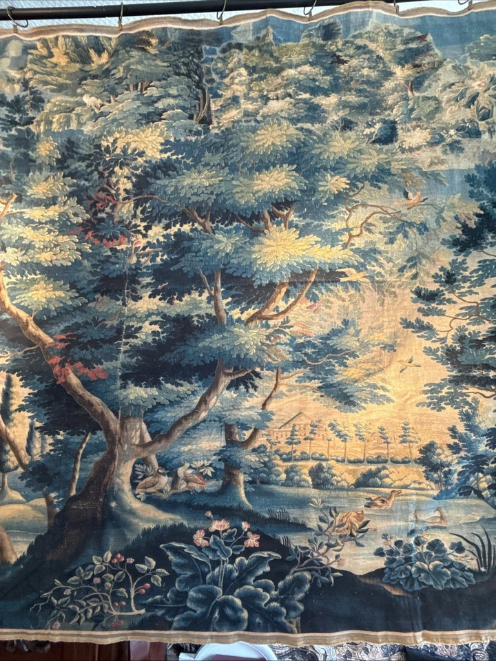 Magnificent 17c Verdure Tapestry Antique Style New Reproduction Natural Fiber - Image 4 of 4