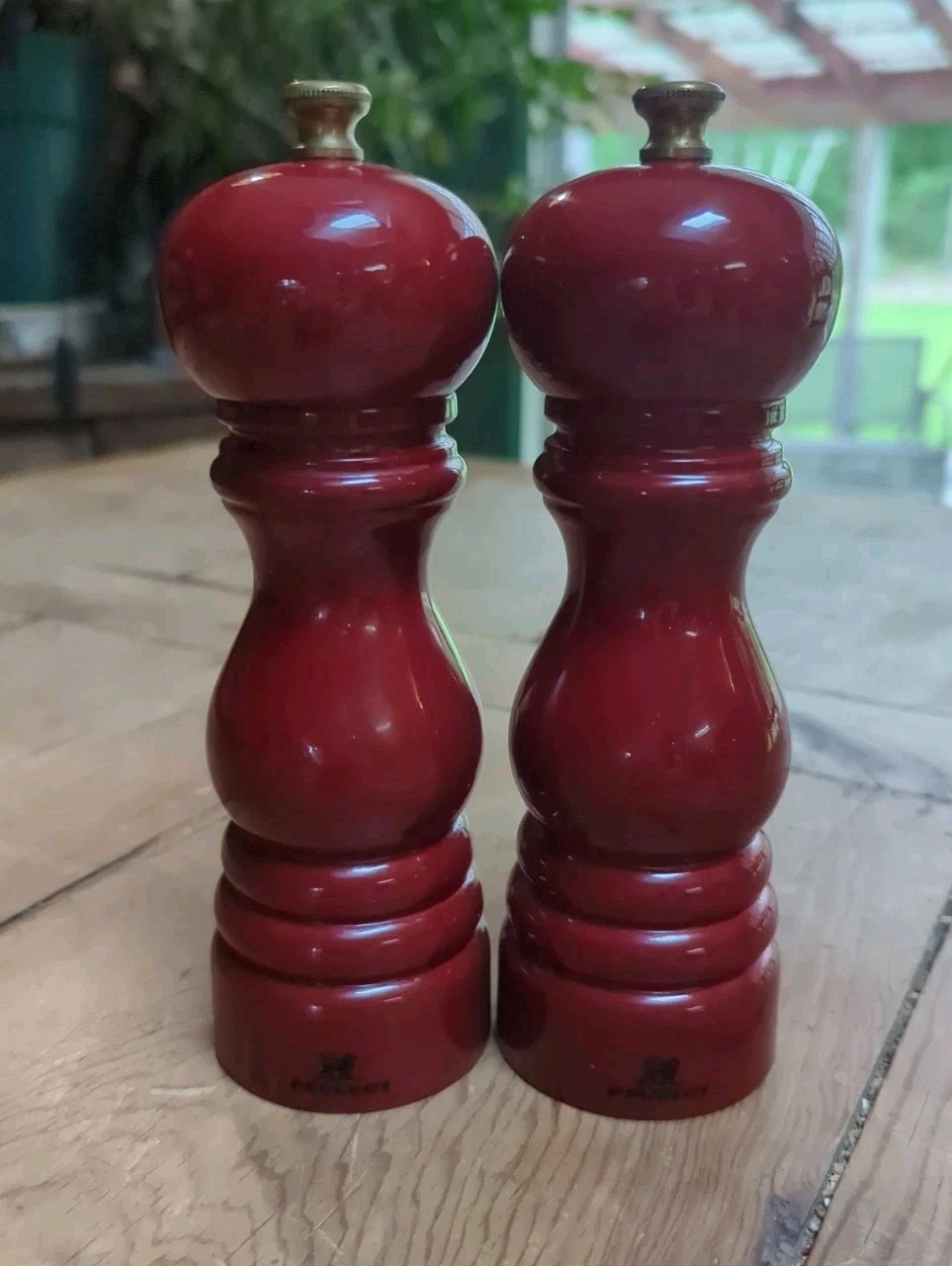 Set Of 2 Peugeot France Salt And Pepper Mills Grinders Red 7"