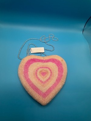 Influence Beaded Heart Crossbody Purse Pink Cream Y2K Coquette Valentine NWOT