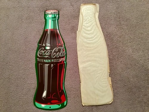Old Vintage NOS 16" Coca Cola Porcelain Bottle Sign 1957