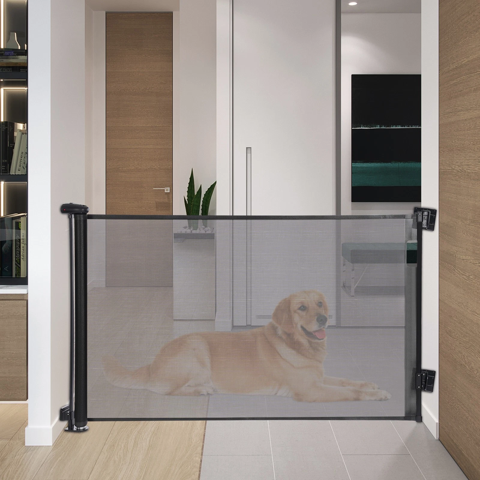 Retractable Baby Gate Extra Tall Mesh Baby /Pet Dog Retractable Gate 140*86cm