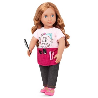 BD31335Z Puppe Sabrina 46cm Stylistin mit Stylistenschürze, Puppenzubehör und...
