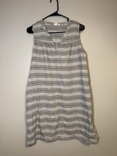 Gap Sleeveless Shift Dress Womens XL Black White Stripe Linen Blend Pockets