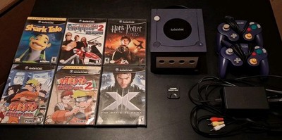 Nintendo GameCube Indigo DOL-001 Console 2 OEM Controllers 6 Games Naruto Tested