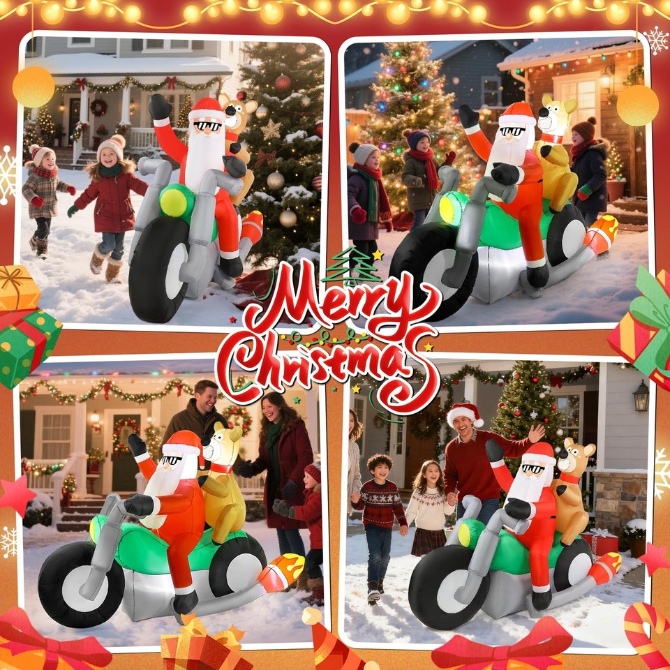Exciting Inflatable Santa With Motorcycle Gallery