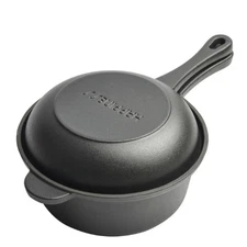 1.6 Quart Cast Iron Pot Saucepan 2-in-1 Pre-Seasoned Dutch Oven Set with 6.5Inch