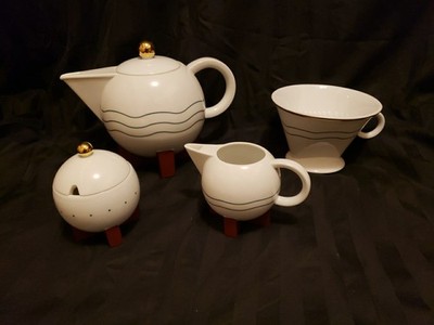 Swid Powell  The Little Dripper  Coffee Pot Michael Graves Art Deco Vtg 4 Pc Set