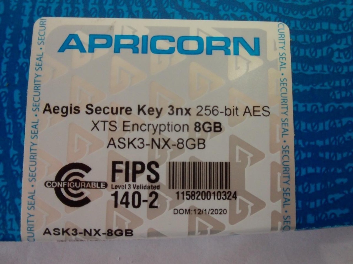 Apricorn AEGIS SECURE KEY 3NX ASK3-NX-8GB USB 3.0 Flash Drive