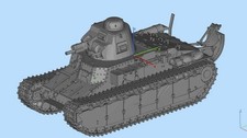 3D Printed 1/72 F series Char D2 medium tank Unpainted