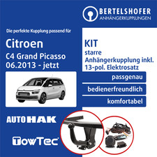 Für CITROEN C4 Grand Picasso II Typ DA / DE 13- AHK starr +13pol spez E-Satz TOP