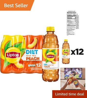 Pack of 12 Diet Peach Iced Tea Bottles - Zero Sugar, 100% Flavor, 5 Calories