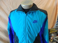 Vintage 90's Nike Gray Tag Multi Color Hideaway Hood Windbreaker Track Jacket S