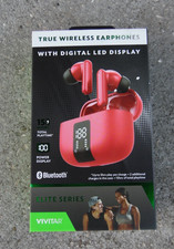 Vivitar Elite True Wireless Earphones Red w/Digital LED Display V40099W-RED