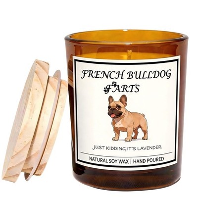 French Bulldog Light When Dog Farts Candle Natural Soy Wax Pet Safe Cedar