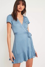 Urban Outfitters Rita Blue Wrap Dress Womens Large Kimchi Blue