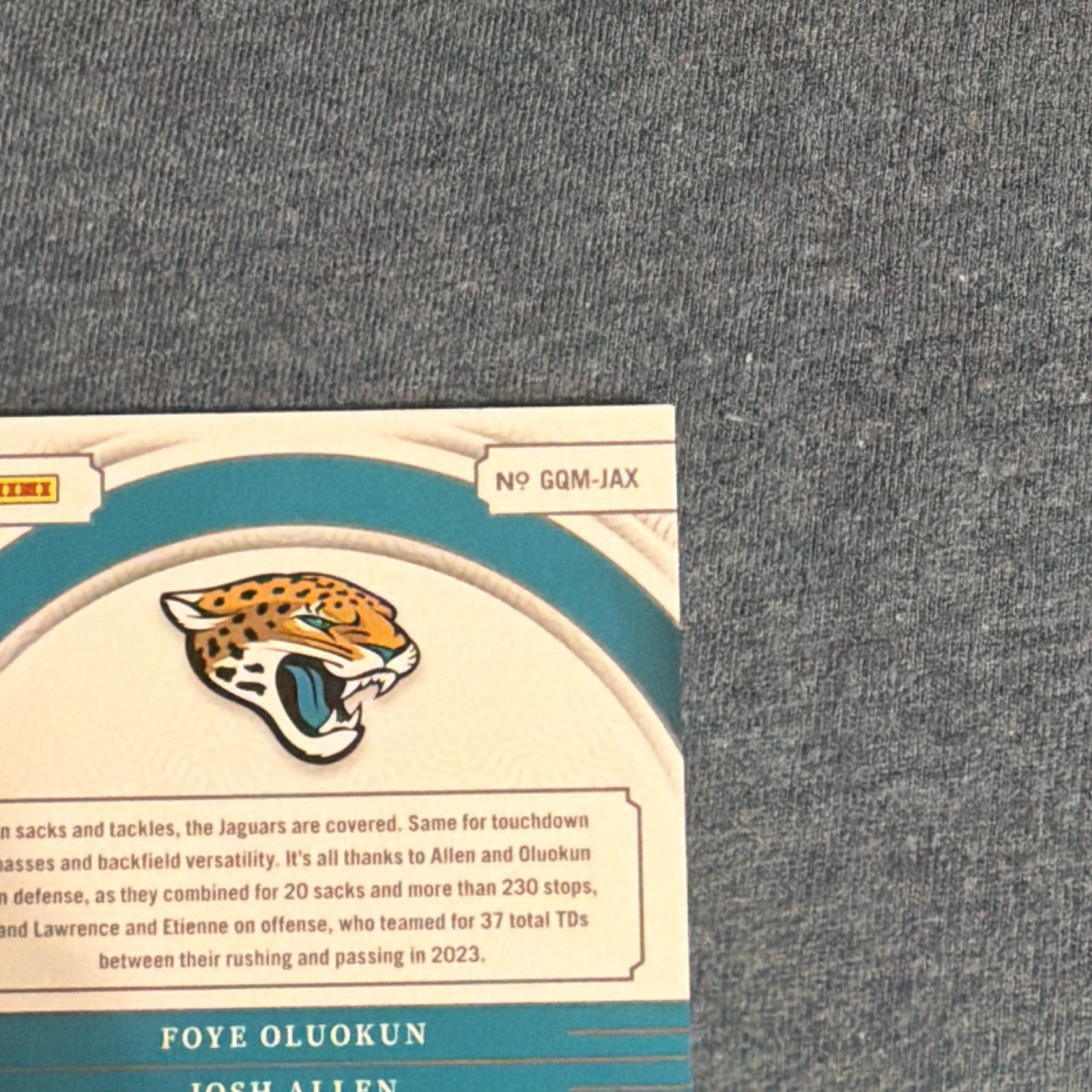 2023 Panini National Treasures Quad NFL Shield Lawrence/Etienne/Allen/Olad 1/1 view 11