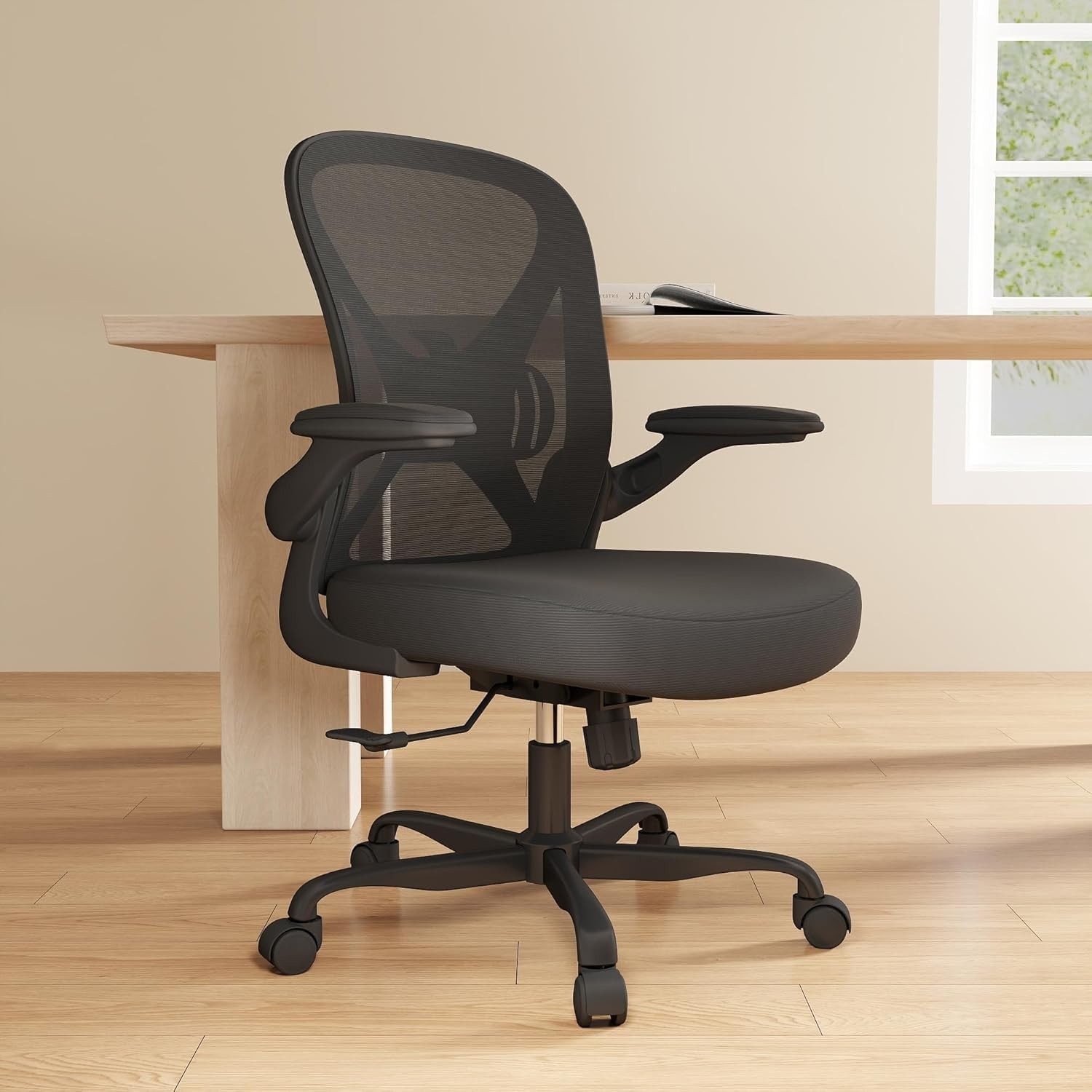 Mesh Office Chair with Adjustable Lumbar Support and Flip-up Arms
