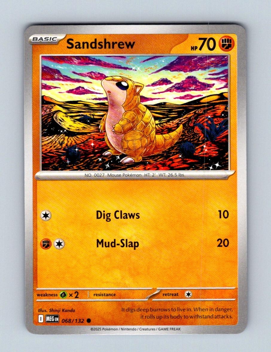 Sandshrew 068/132 Common Mega Evolution Pokemon Near Mint