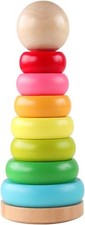Montessori Wooden Stacking Rings Toy for Toddlers 18 Months Learning