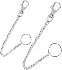2Pcs Chain Belt Set, Wallet Chain, Pants Chain, Pocket Chain with Keyring for Pa