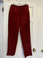 Vintage Metro Style Genuine Suede Leather Pants Red, Sz 10T