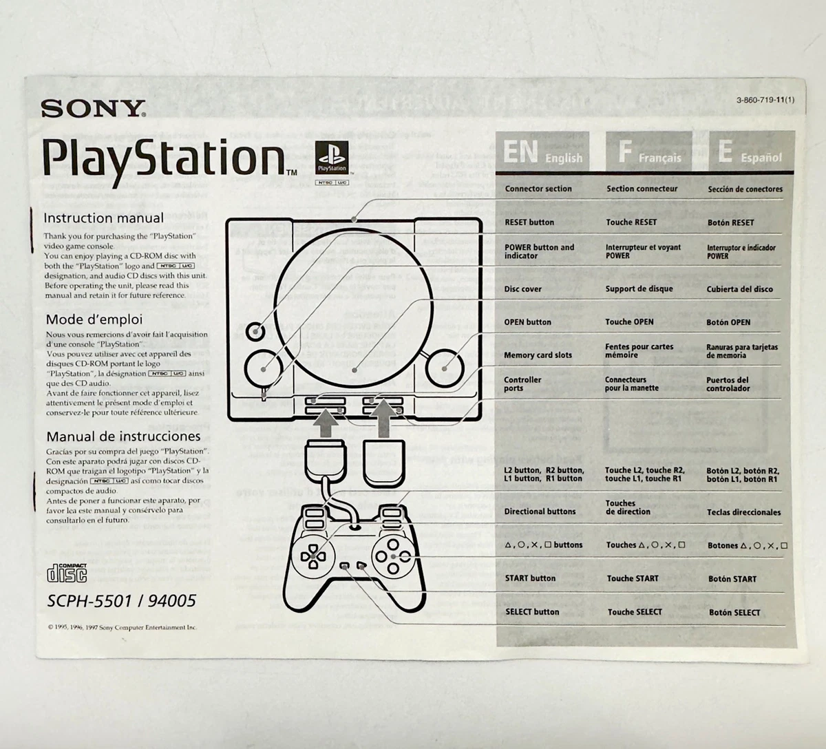 Sony PlayStation 1 Manuals, Inserts & Box Art in English for sale
