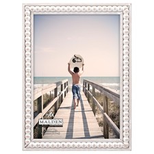 International Designs 5x7 inch Beaded Tabletop and Wall Picture Frame Whitewa...