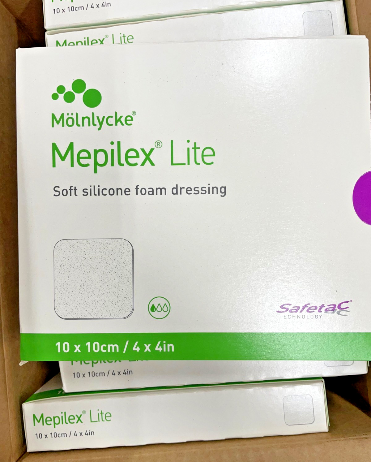 Mepilex Lite 4x4 in (10 Boxes of 5) Molnlycke Soft Silicone Foam Dressing