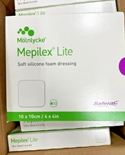 Mepilex Lite 4x4 in (10 Boxes of 5) Molnlycke Soft Silicone Foam Dressing