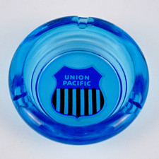 Vtg Union Pacific Railroad Ashtray - Blue - Free Shipping