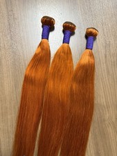 100 Human Hair Extensions- 3 Bundle deal- 24 26 28 straight color ginger
