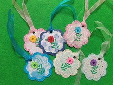 6 Scalloped All Occasion Gift Tags with Ribbons cardstock