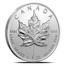 1 oz Canadian Silver Maple Leaf Coin (Random Year, Cull) 97.53 per troy oz