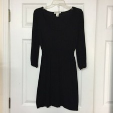 WHBM Black Elastic Waist Cotton Dress LBD Little Black Dress Sz Small