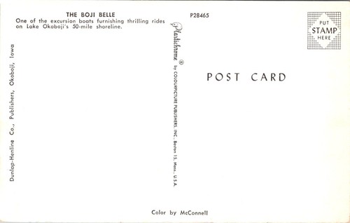 The Boji Belle Lake Okoboji Iowa Postcard - Picture 2 of 2