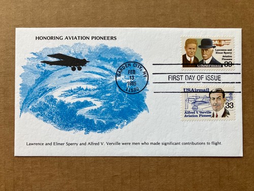 1985 33c, 39c Alfred V. Verville & Lawrence/Elmer Sperry C113-14 KMC Venture FDC