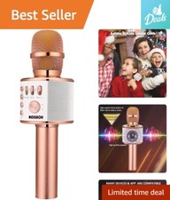 Versatile Portable Karaoke Microphone - 3-in-1 Handheld Mic Speaker - Rose Gold