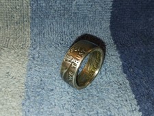 Handcrafted 1961 Franklin 90  silver half dollar coin ring sizes 10 -1/2 B 
