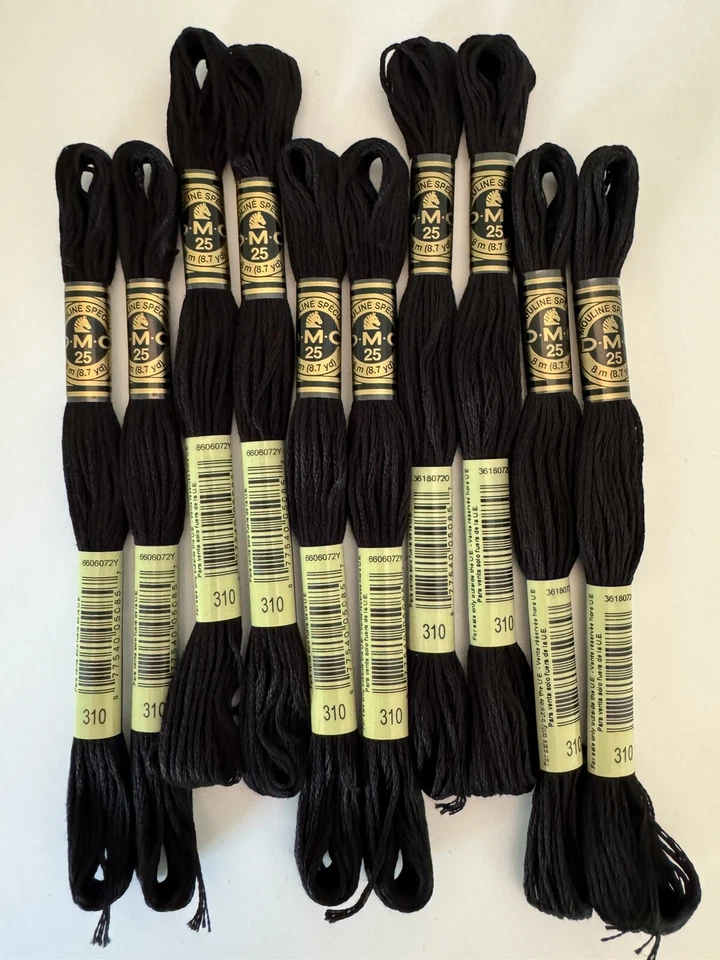 DMC Cotton Embroidery Floss Thread~Lot of 10 Skeins~Black 117-310 - Image 2 of 3